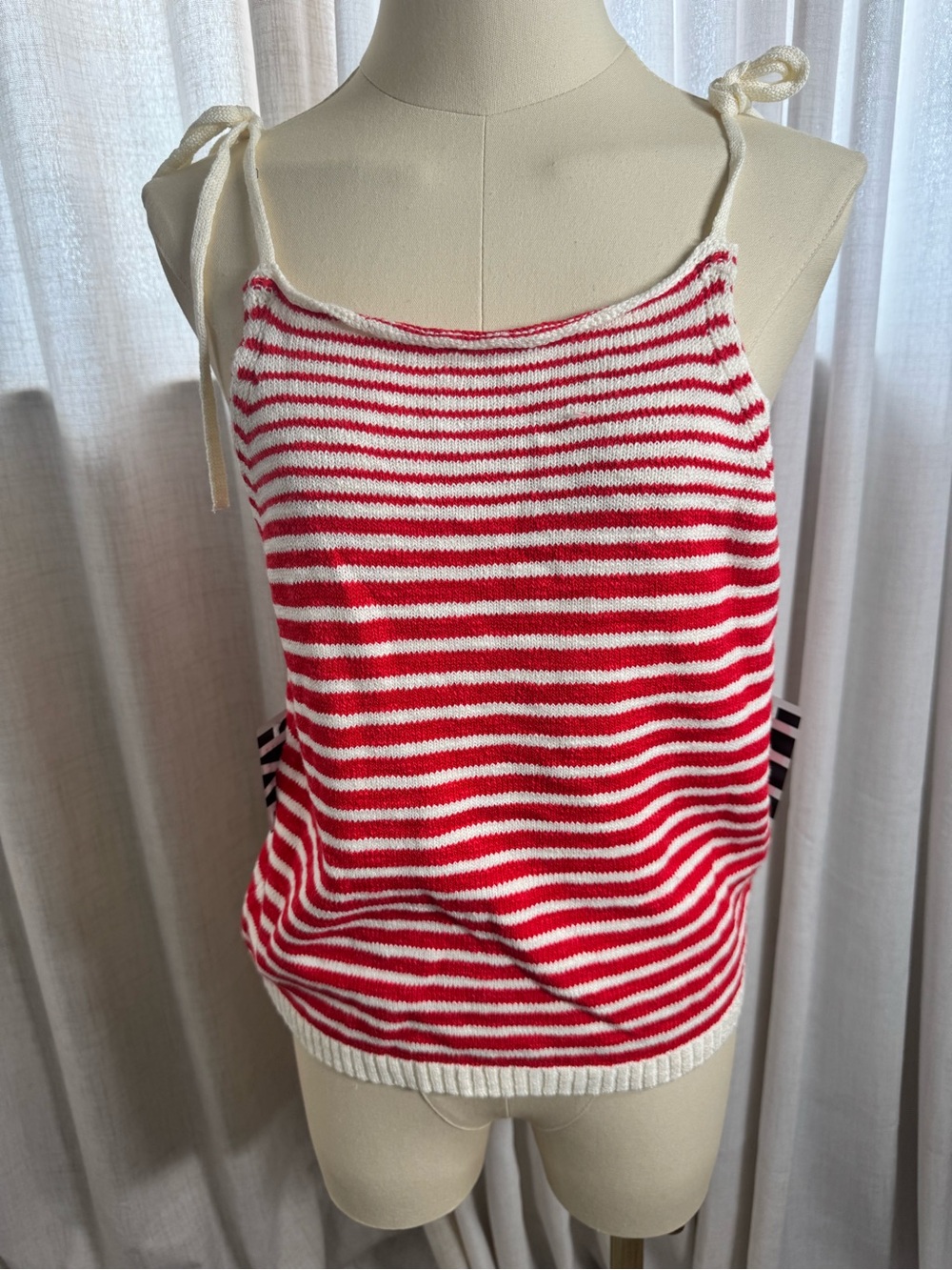 HYFVE Red & White Striped Tie-Shoulder Knit Camisole Top